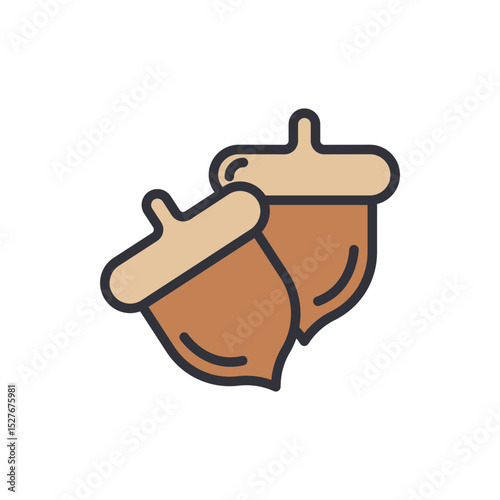 Two Cute Acorns Icon With Transparent Background For Design Resources
