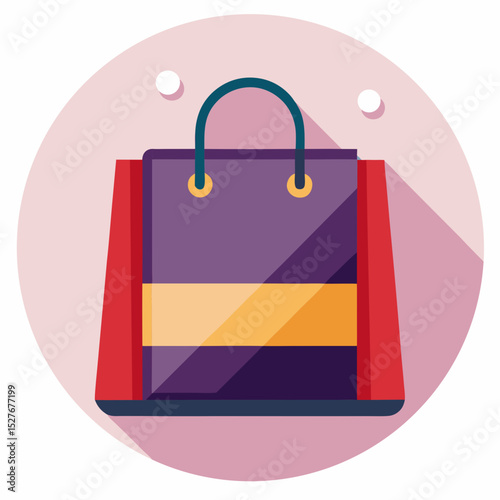 Stylish purple and red shopping bag icon