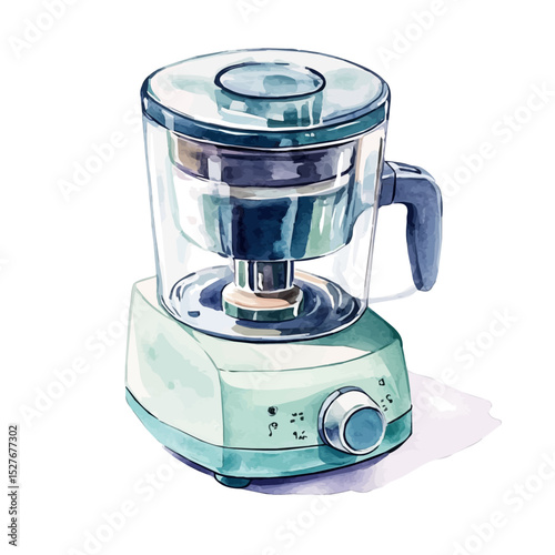 Food Processor, watercolor painting vector, high quality, isolated on a white background.