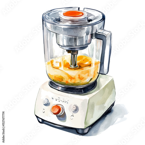 watercolor of Food Processor, vector high quality, isolated on a white background.