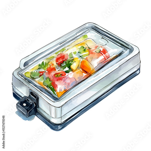 Food Vacuum Sealer, watercolor vector, high quality, isolated on a white background.