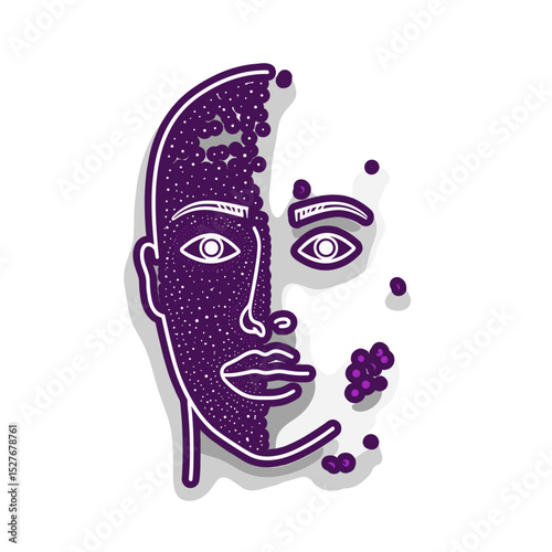 Icon of AI face analysis symbol with graphic design elements  