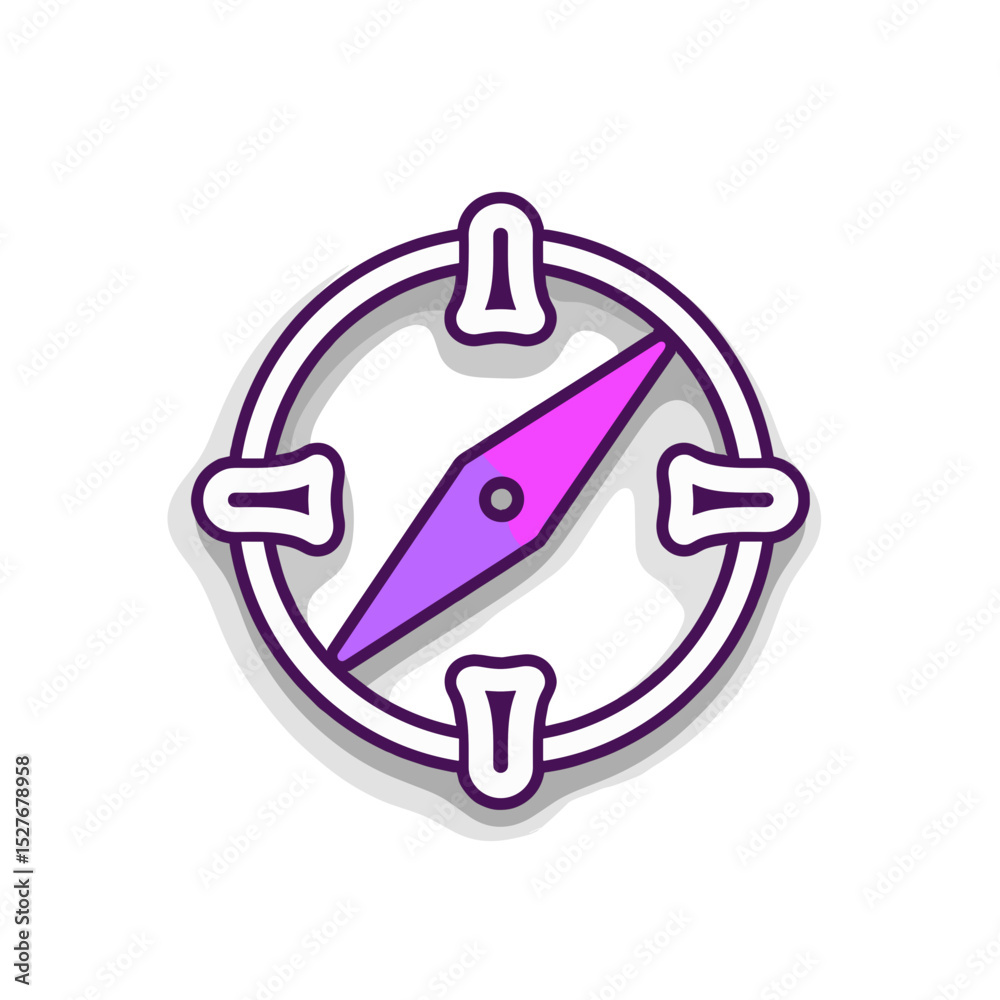 Compass icon with directional arrow in purple and white style for AI decision direction Compass icon with directional arrow in purple and white style for AI decision direction