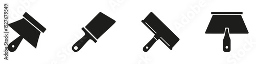 Putty Knife And Scraper Silhouette Set. Construction And Renovation Tool Collection. Diy And Professional Use. Isolated Vector Illustration