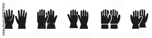 Hands In Various Gestures Silhouette Set. Communication And Interaction Symbol Collection. Social And Educational Use. Isolated Vector Illustration