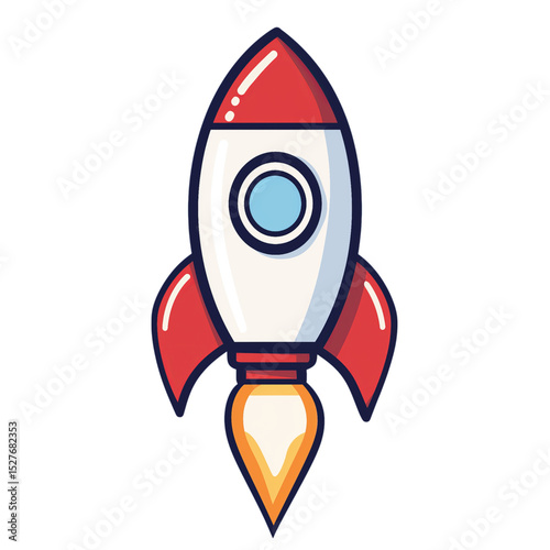 A cartoon rocket icon, isolated on a transparent background. PNG file.
