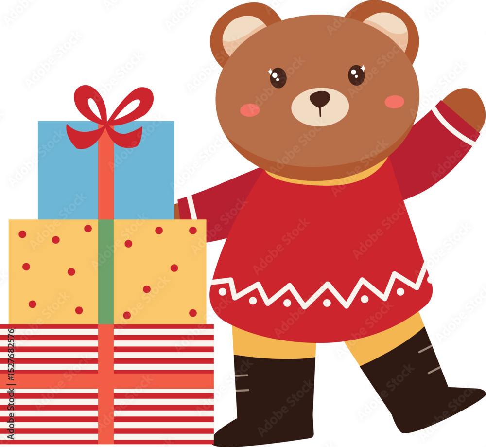 Fototapeta premium teddy bear with gift box