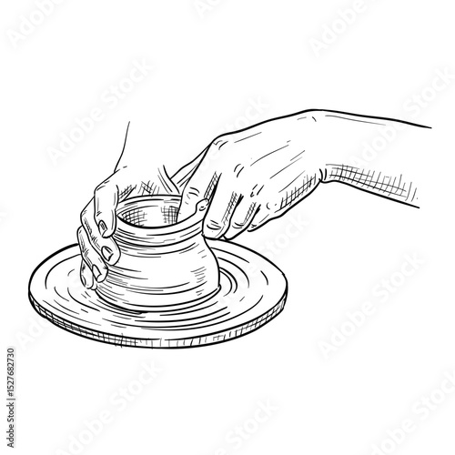 clay pottery making handdrawn illustration⁠
