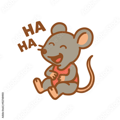Cute cartoon mouse laughing out loud