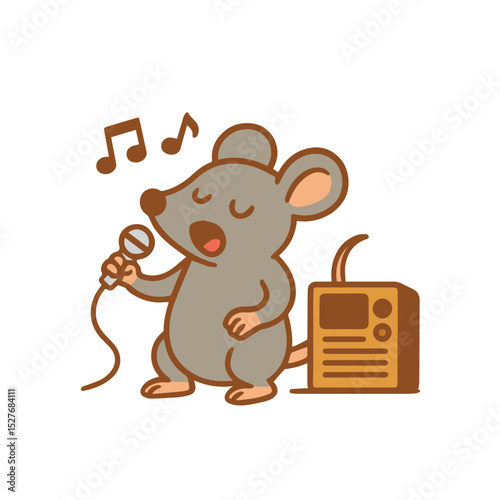 Singing Cartoon Mouse Performing Karaoke