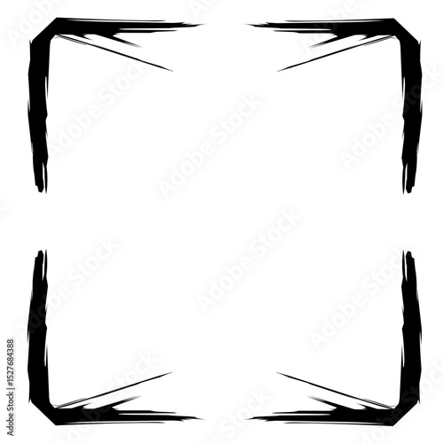 Black flying bird silhouette with spread wings vector frame with spider