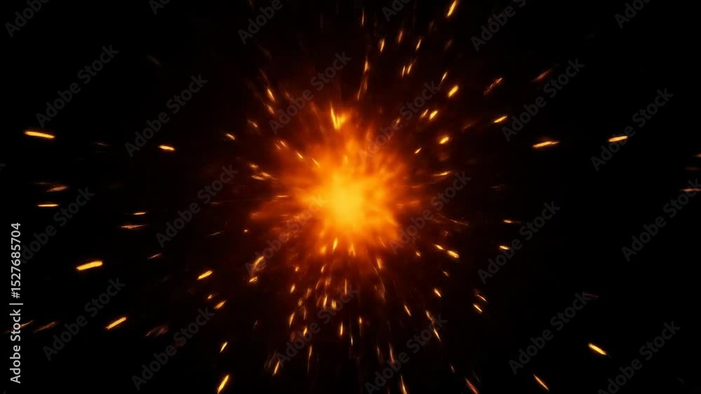 Fire burst overlay, fiery explosion in space, orange and red embers and sparks flying outward from center, dynamic and energetic burst on dark background Fire burst overlay, fiery explosion in space, orange and red embers and sparks flying outward from center, dynamic and energetic burst on dark background