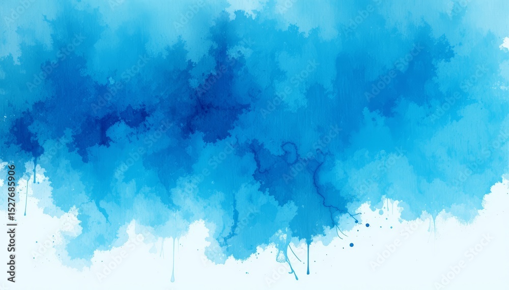Fototapeta premium Abstract blue watercolor background with soft gradients and splashes. Ideal for artistic designs and creative projects.
