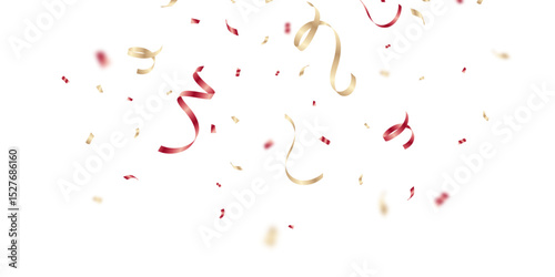 Amazing red and gold confetti background zigzag down for celebration. Vector illustration of festive decoration.