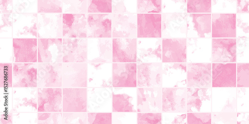Watercolor Tile Seamless Pattern Background.水彩タイルシームレスパターン背景