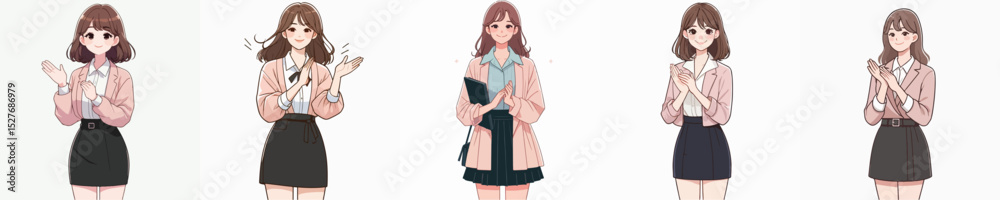 Half-body vector of a young girl giving applause as a sign of appreciation Half-body vector of a young girl giving applause as a sign of appreciation