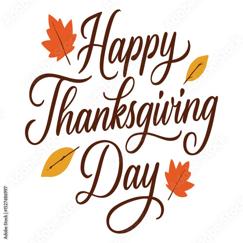 Handwritten "Happy Thanksgiving Day" Text Design on White Background.








