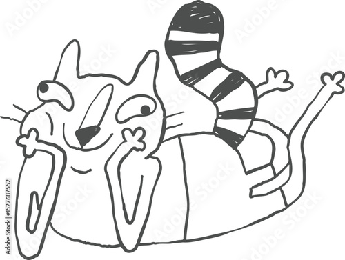 Sarcastic Comic Cats Hand-Drawn Doodle Style with Humorous Expression
