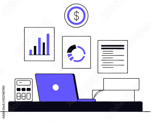 Financial, administrative staff concept. Vector illustration