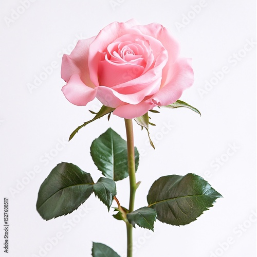 Beautiful Blooming Pink Rose Flower: Clean Studio Shot for Gifts, Declarations, and Special Occasions.