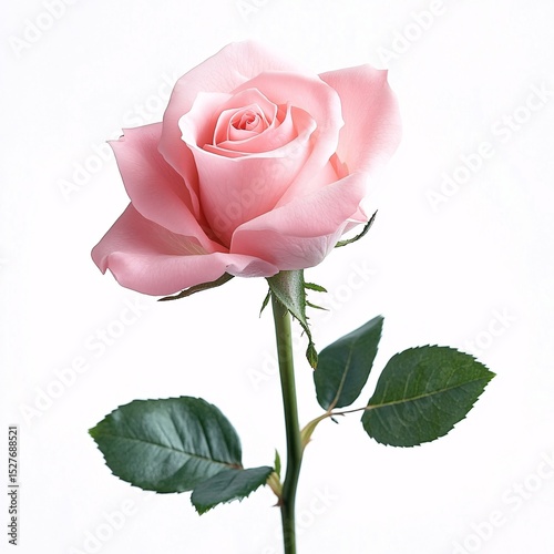 Beautiful Blooming Pink Rose Flower: Clean Studio Shot for Gifts, Declarations, and Special Occasions.