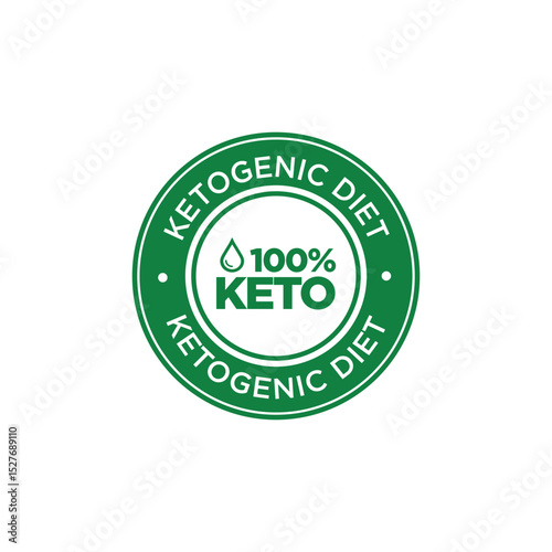 100% KETO KETOGENIC DITE Icon Vector Stemp Green