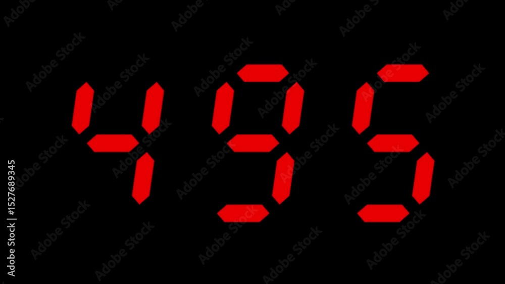 500 second countdown timer digital to 400 second with red numbers on ...