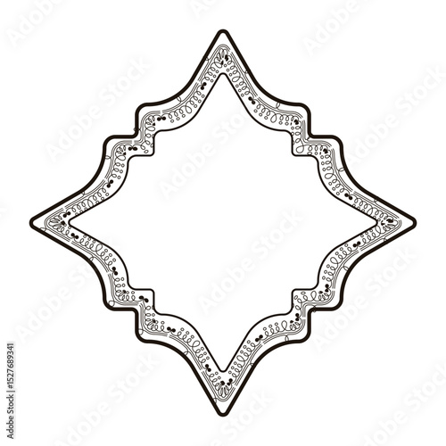 Eslimi Tazhib art design. Vector illustration of Iranian art design ideal for Text Box template design. Oriental star shape floral area for Text message. EPS 10