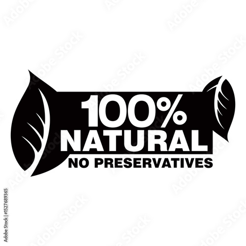  100% Natural No Preservatives Icon Vector Blue