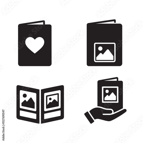 Photo Album Icon Silhouette with Illustration for Creative Design Projects stylized