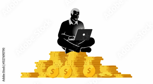 E commerce and Online Business Silhouettes Shopping Marketing Remote Work Dropshipping Packaging Payments Logistics Order Fulfillment Social Commerce and Startup Pitching Illustrations
