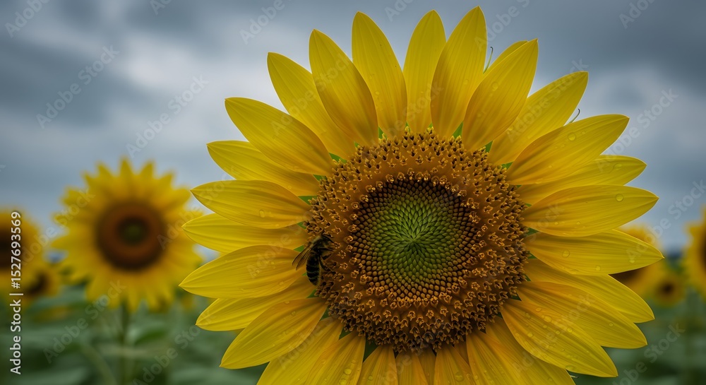 Fototapeta premium Sunflower with sunglasses in field