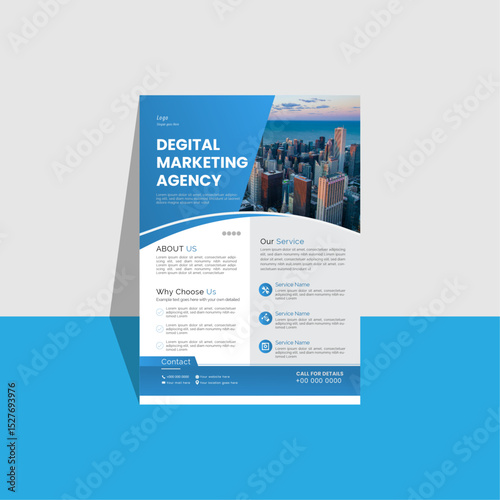Digital Marketing Agency Flyer: A professional flyer design showcasing a digital marketing agency's services, complete with relevant copy, and an aesthetically pleasing layout