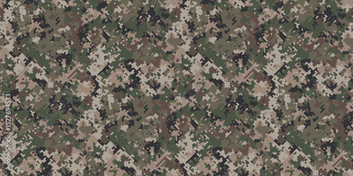 Abstract digital camouflage pattern.  Versatile design ideal for backgrounds, textures, militarythemed projects, or fashion designs.