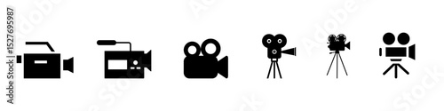 Video camera icon vector set. Filming illustration sign collection. Cinema online symbol. Movies web icons. Video camera symbols for web and mobile app.