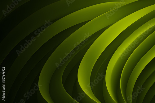 Abstract 3D Wavy Lines Lime Green Background