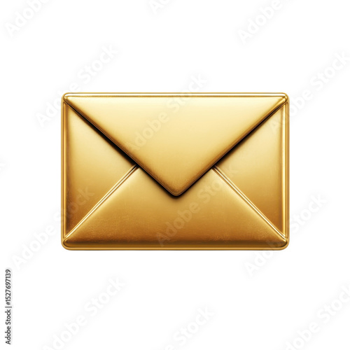 Golden Email Icon Message Luxury Digital Correspondence Communication on transparent background