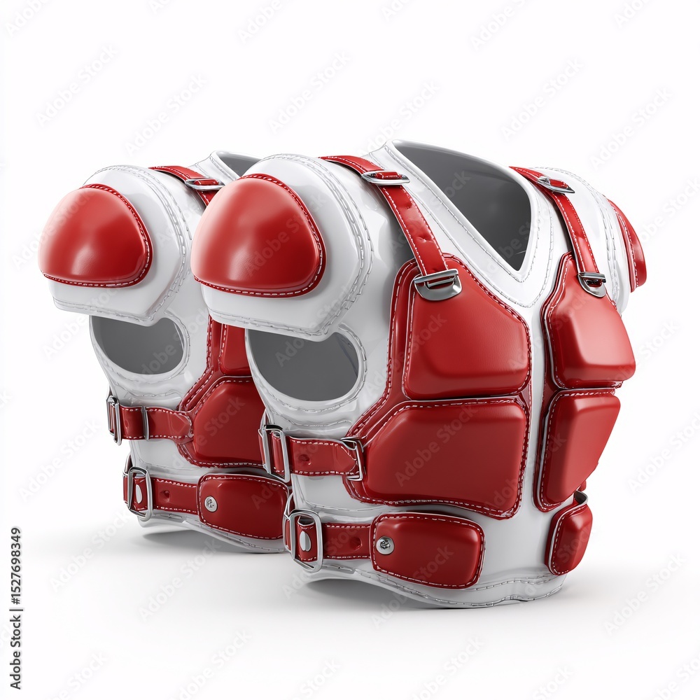 Fototapeta premium 3D football gear shoulder pads displayed on a white background, featuring playful plastic finish.