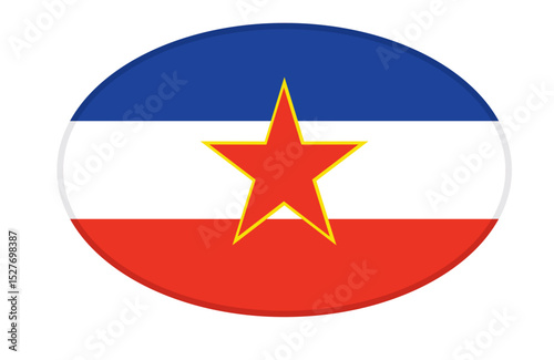 Yugoslavia flag ellipse shaped. vector	