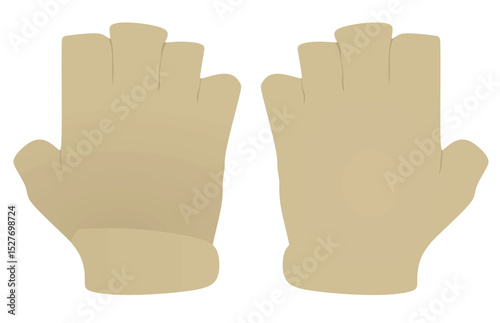 Brown half finger gloves. vector illustration	