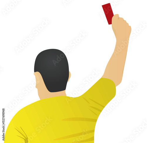 Referee hold red card. vector illustration	
