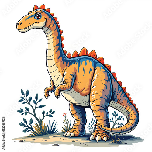 Brontosaurus dinosaur vector illustration isolated