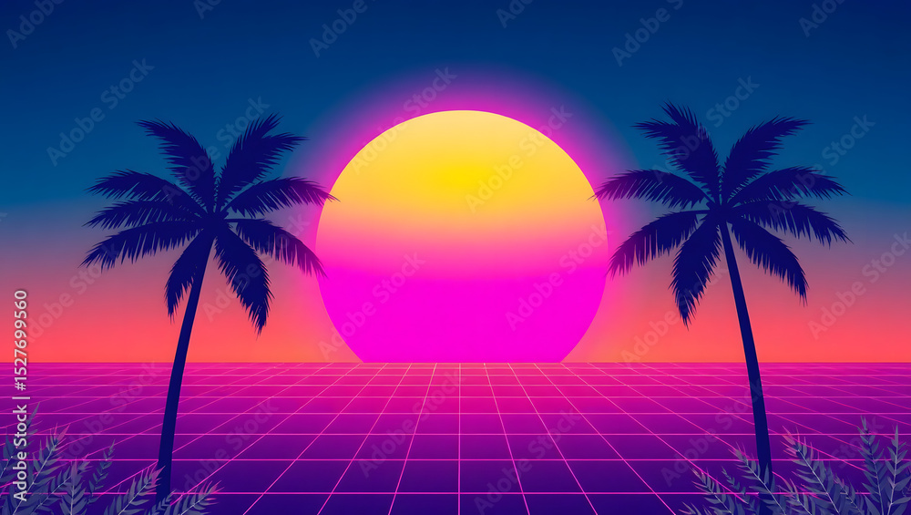Fototapeta premium tropical sunset with palm trees