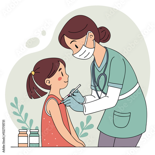 Nurse Giving a Vaccine to a Young Girl in a Doctor s Office