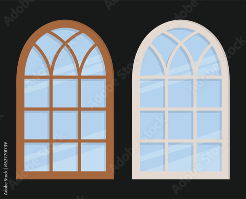 Flat design of isolated closed arched window