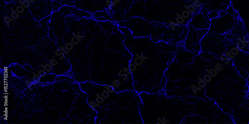 Branched lightning bolt. Electric bolt. Vector blue and black cracked texture style overlay with cracked texture.  Lightning flash on black background. Natural phenomenon, light effect.