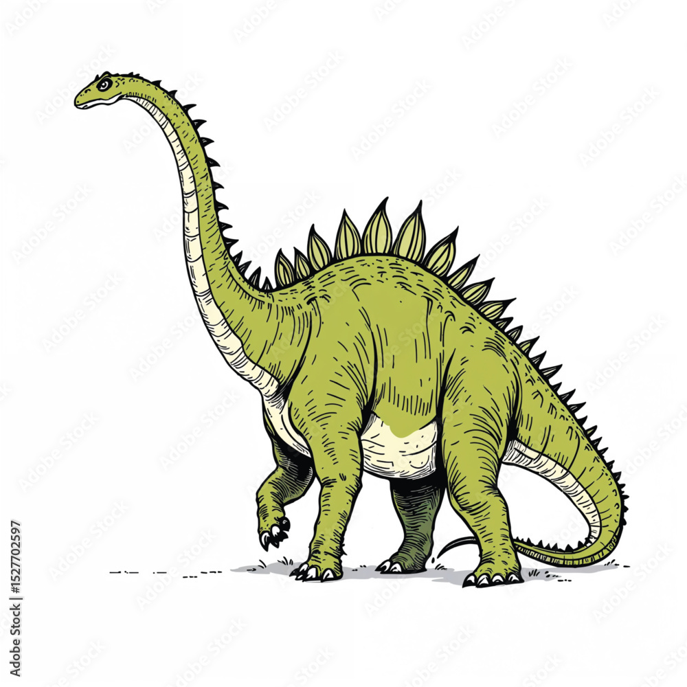 Fototapeta premium Brontosaurus dinosaur vector illustration isolated