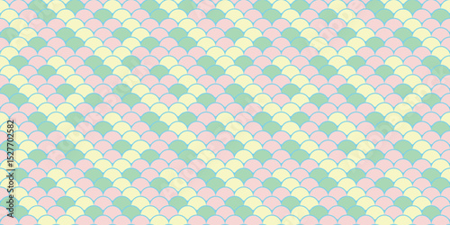 Pastel pink, mint green, and pale yellow scales create a charming, seamless pattern.  Perfect for backgrounds, textiles, or branding, this design evokes a sense of tranquility and playful femininity.