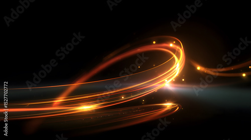 A dynamic display of golden light streaks gracefully across a dark backdrop. Capturing the essence of speed, movement, and energy.