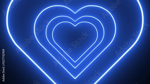 Blue Neon Heart Tunnel Animation
